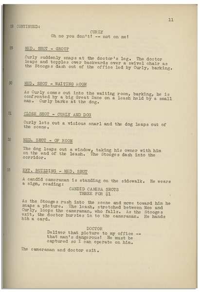 Moe Howard's Personally Owned Three Stooges' Columbia Pictures Script for Their 1940 Film, ''From Nurse to Worse'' -- Starring Curly as a Hound Dog